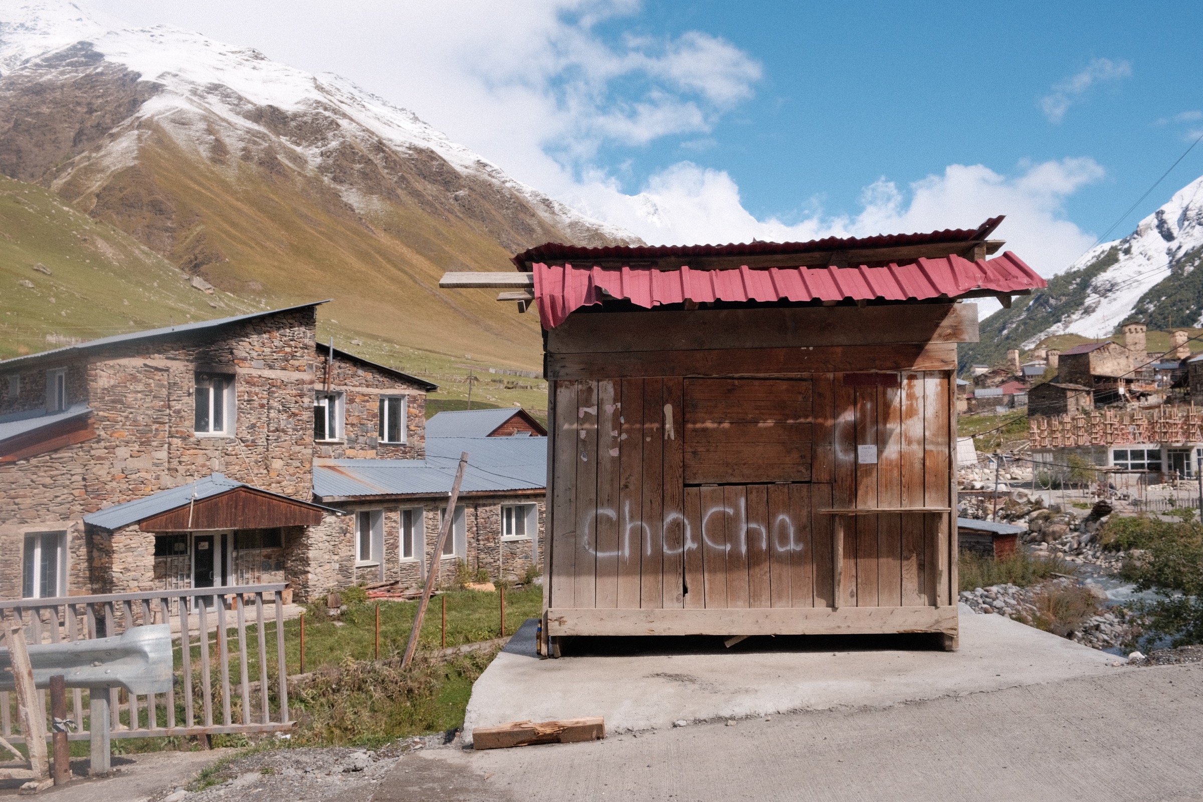 Crossing a river near Ushguli
